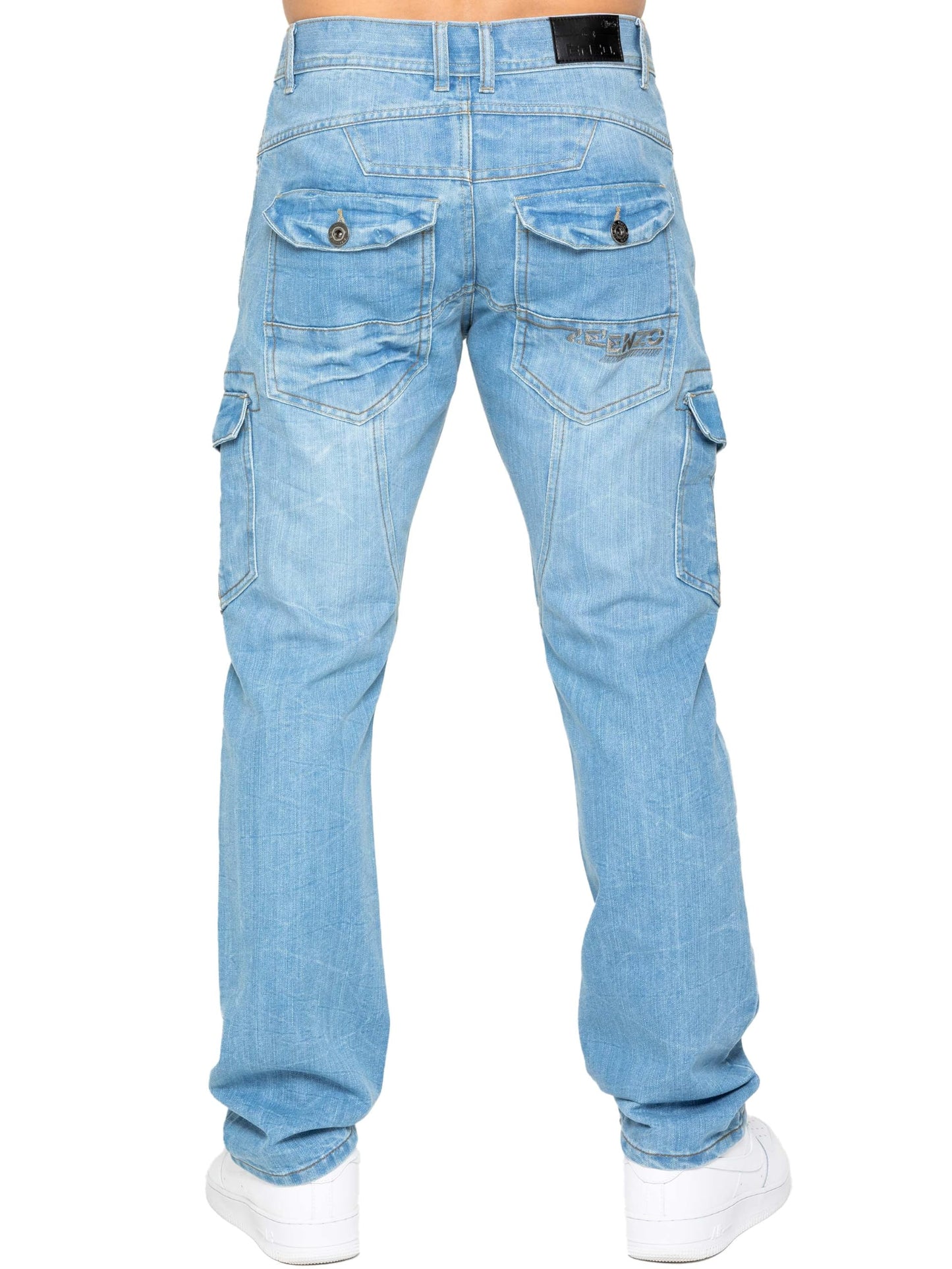 989Zé ENZO Mens Jeans Straight Leg Regular Fit Casual Cotton Denim Pants Trousers All Waist Sizes