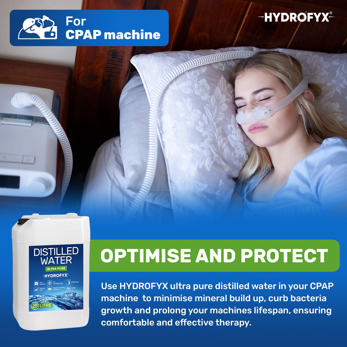 HYDROFYX 5L Distilled Water – 0 PPM TDS Mineral Free Water for CPAP Machines, Humidifiers, Steam Irons & Car Batteries – Made in UK