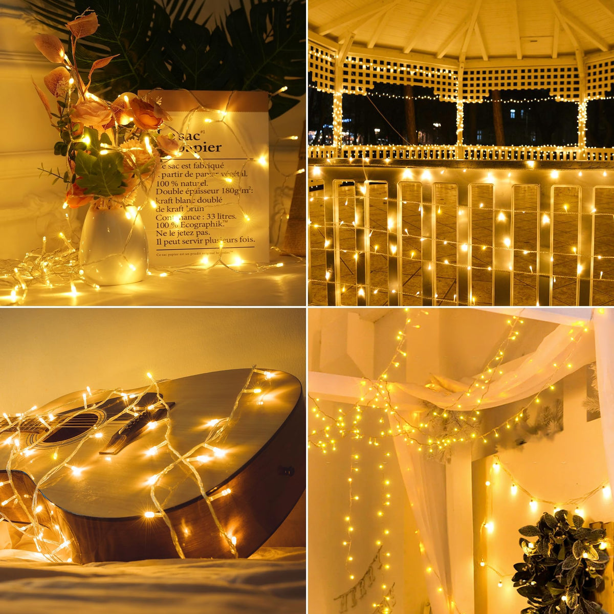 Ollny Fairy Lights Mains Powered 20m 200 LED Outdoor String Plug Remote