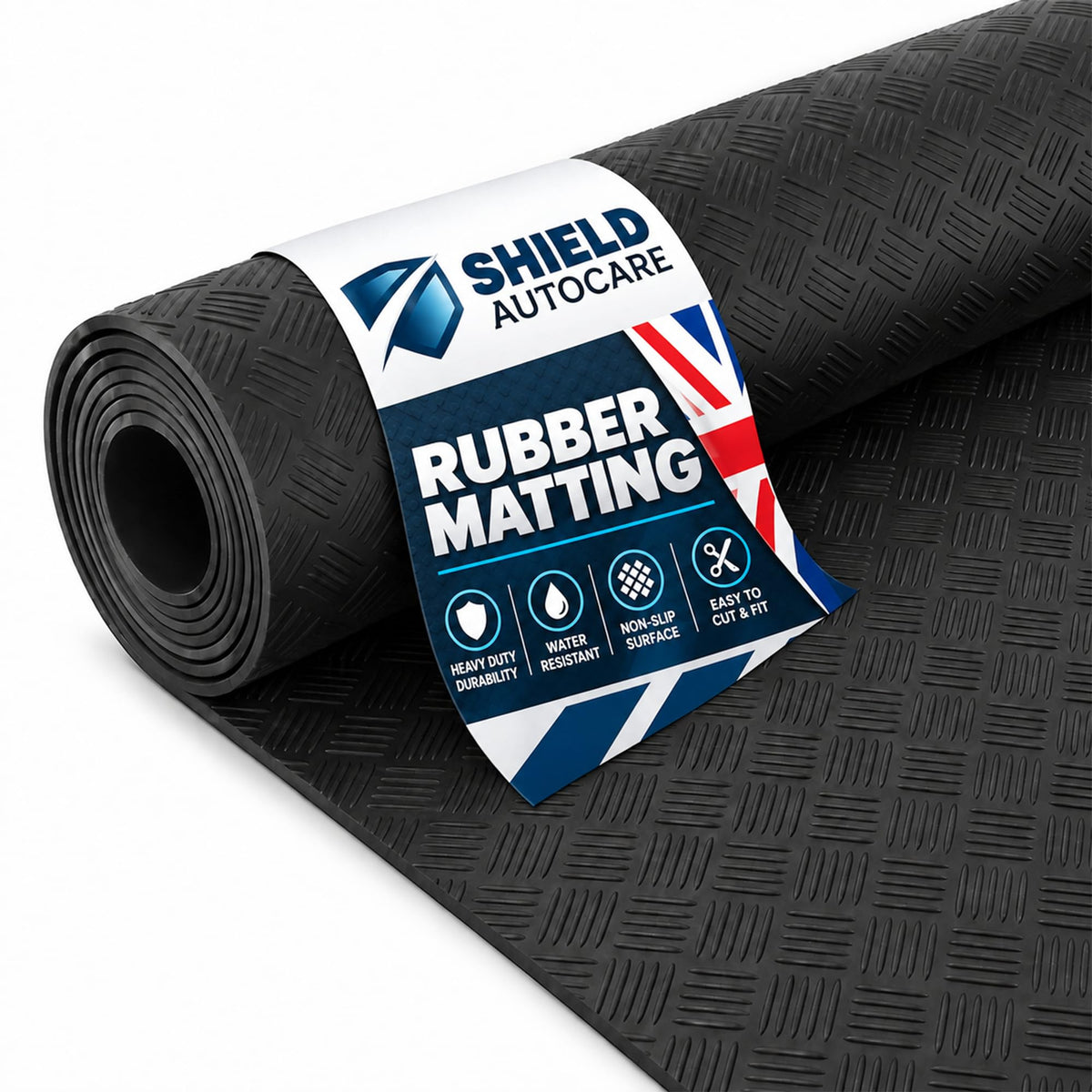 Black Rubber Matting Roll | Thick Heavy Duty Flooring Mat, Indoor & Outdoor, Non-Slip, Waterproof & Easy to Cut | Ideal for Garage, Vans, Gym, Shed Floor | 3mm (4.5m x 1.5m, Small Diamond)