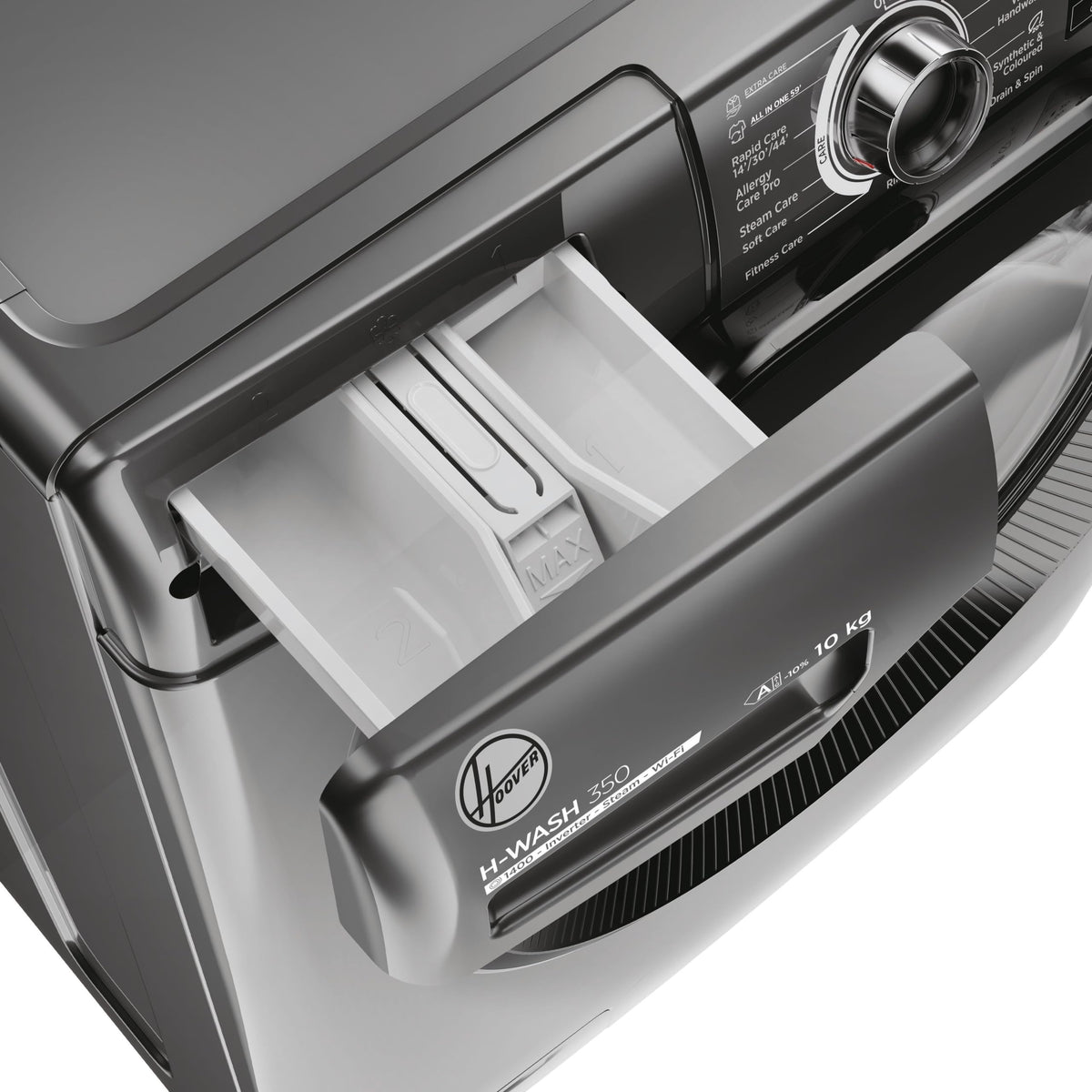 Hoover H-WASH 350 9kg Freestanding Washing Machine, 1400 RPM, A Rated, ECO-Power Inverter Motor, hOn App, 60 Programmes, Eco Doser, Power Care System, White, 60x53x85 cm - H3WPS496TAMB6-80