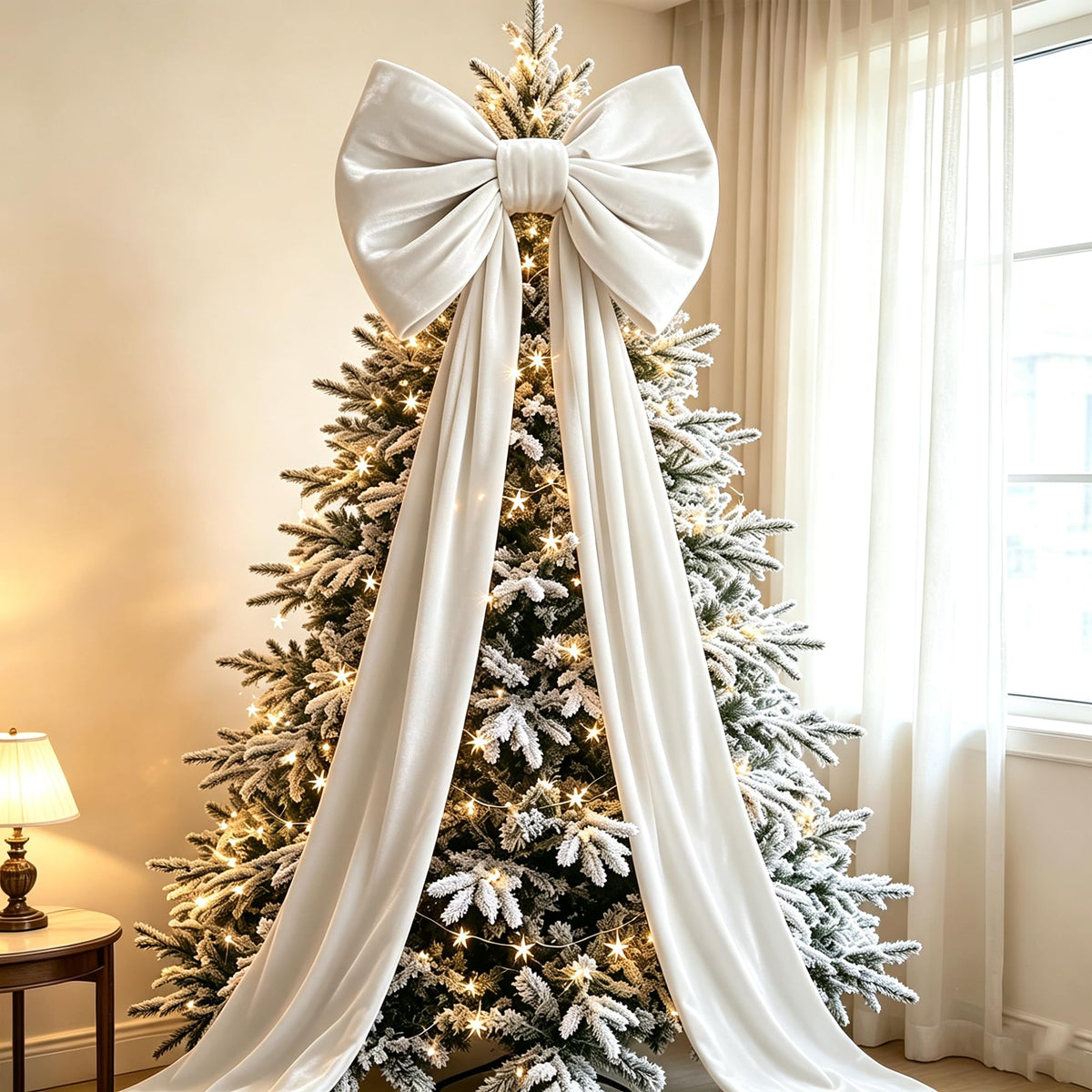 Large Christmas Tree Topper Bow, 200CM Giant Velvet Christmas Tree Bows