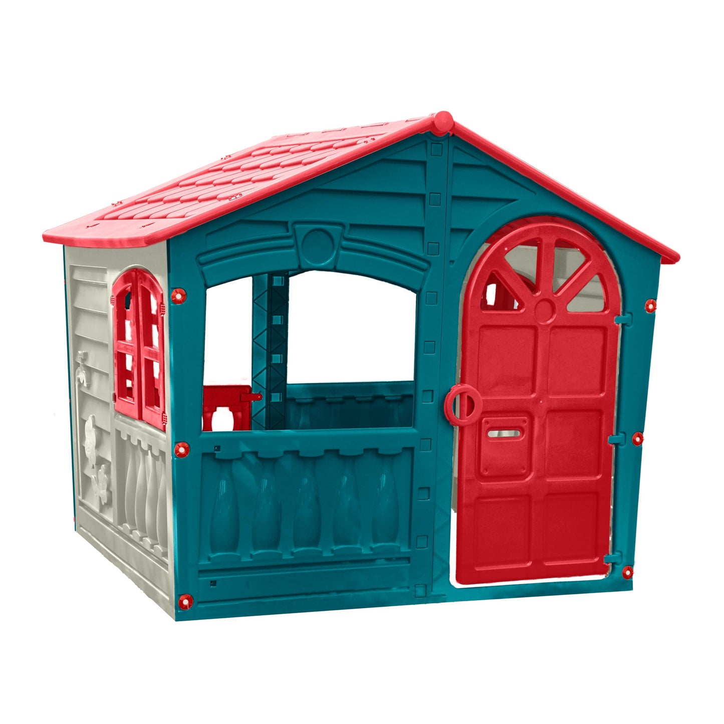 House of Fun Playhouse for Kids - Indoor and Outdoor - Work Door and Windows - Pink and White Candy Yarn - Children Ages 2+