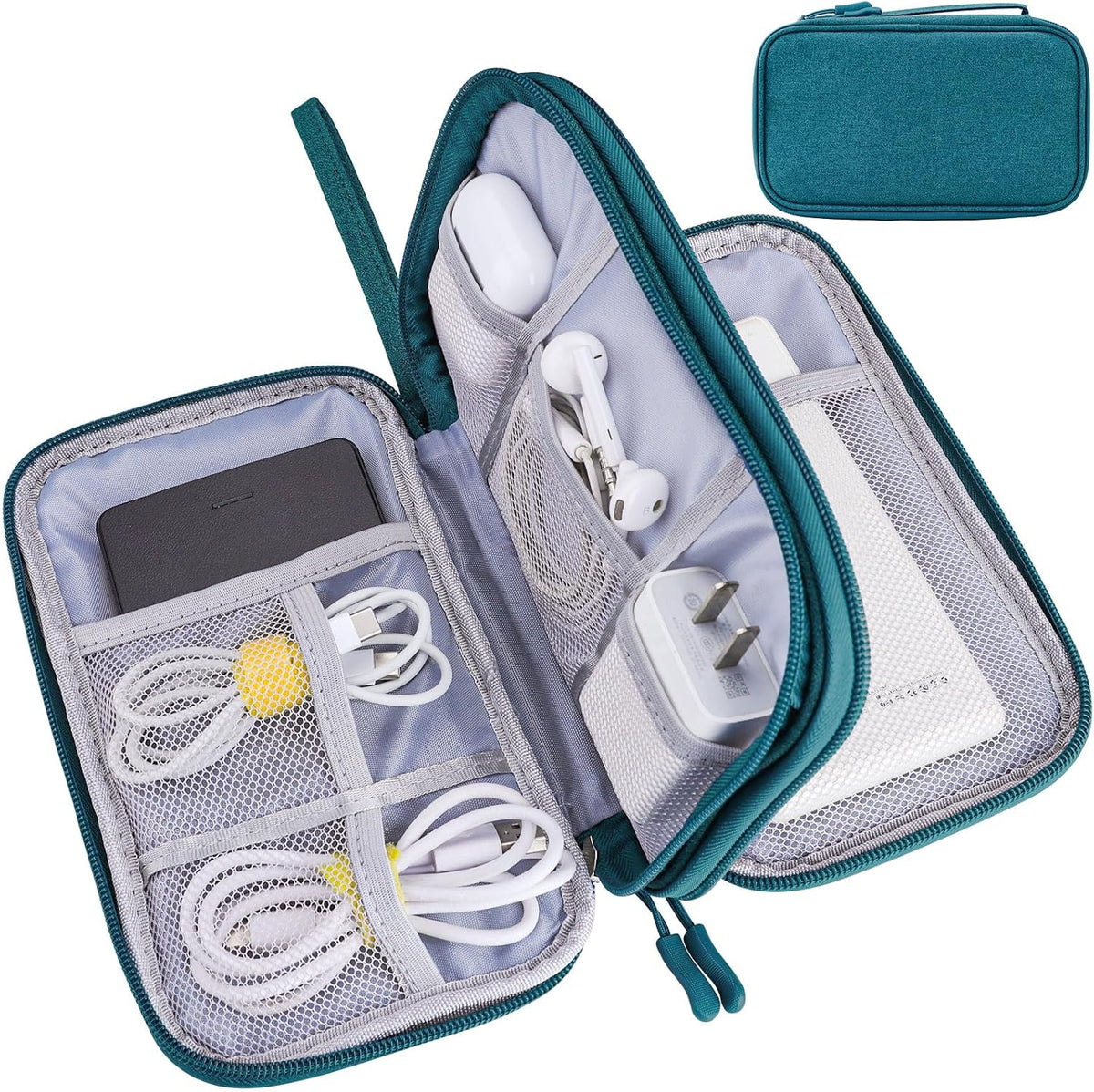 Teskyer Travel Cable Organiser Bag, Travel Essential, Dark Green