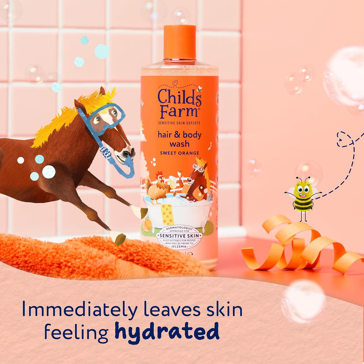 Childs Farm Kids Hair & Body Wash, Sweet Orange | Tear-free, Gently Cleanses | Suitable for Dry, Sensitive Skin, 500ml