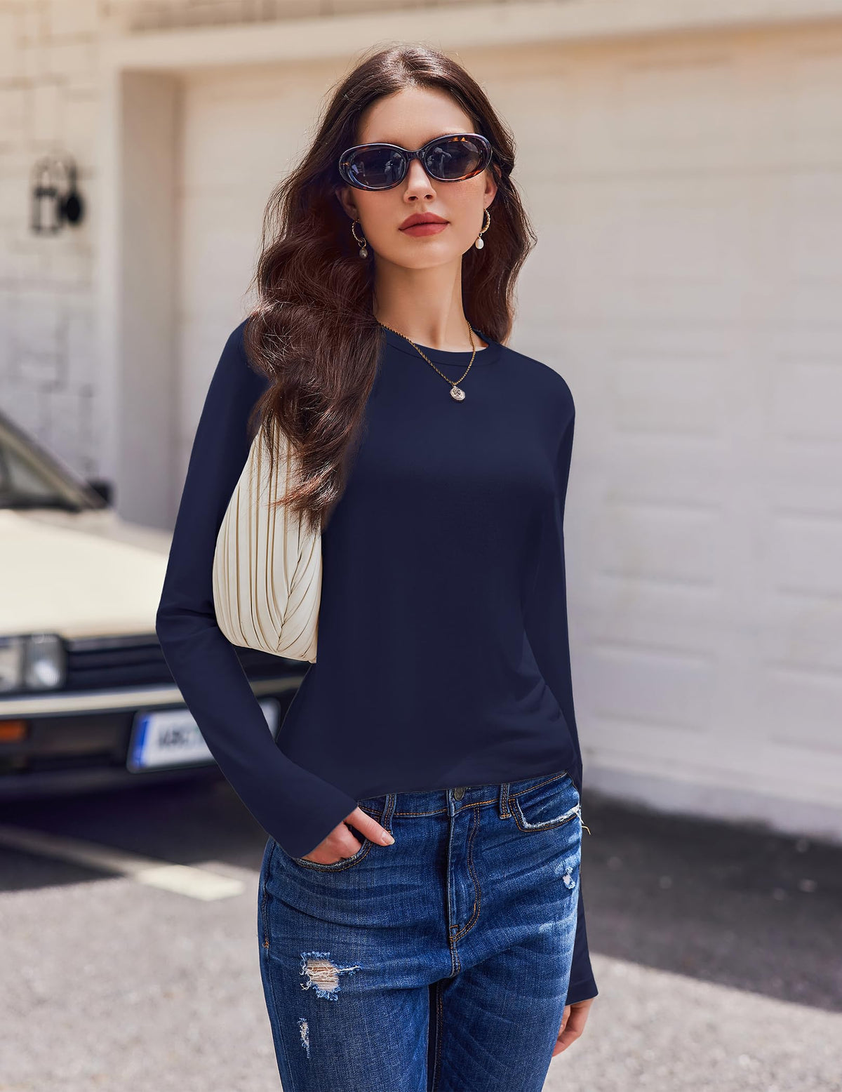 Ekouaer 1/3 Pack Womens Tops Long Sleeve T Shirts Soft Basic Tunic Top