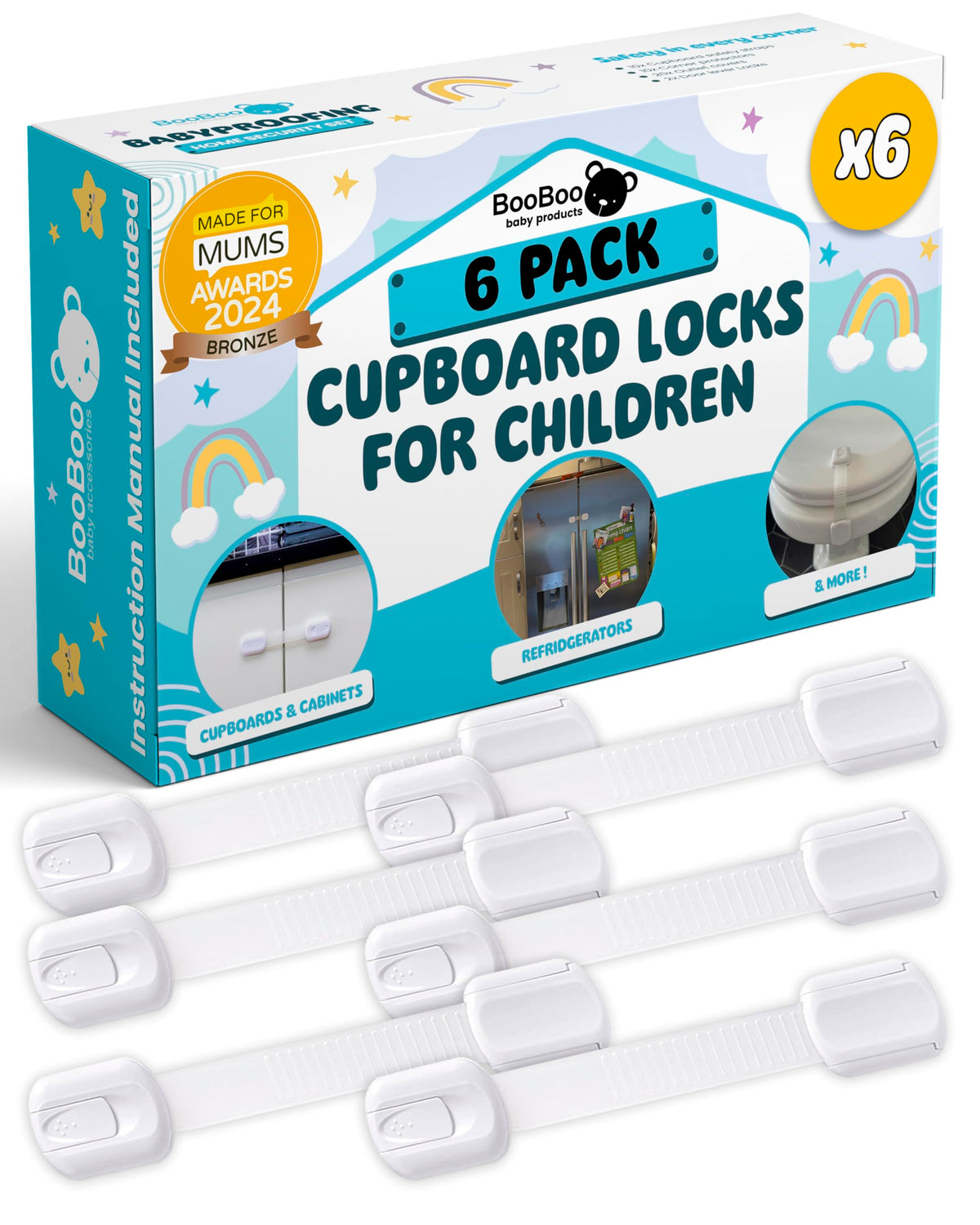 BooBoo Baby 10 Pack Premium Child Locks for Kitchen Cupboards