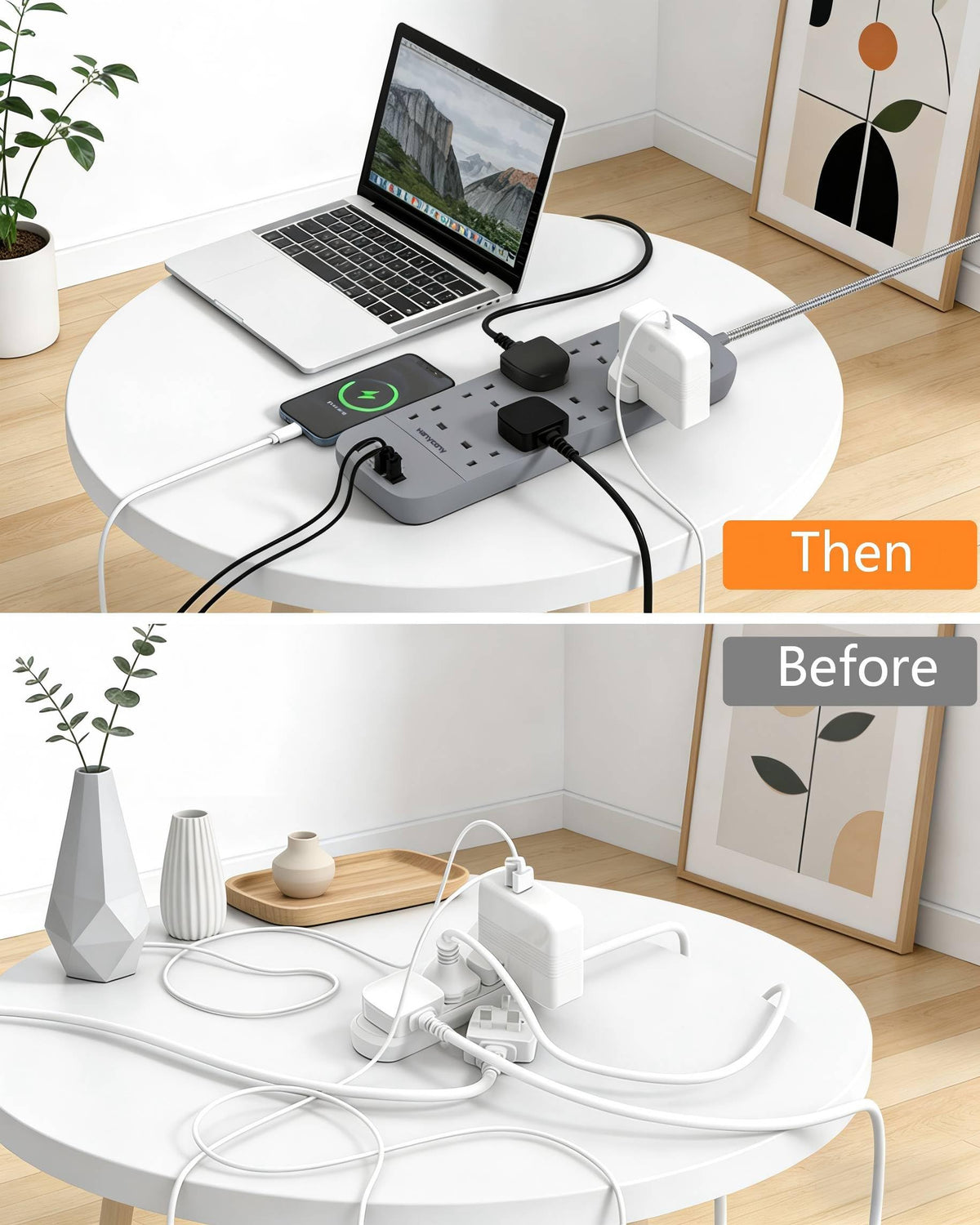Extension Lead with 2 USB C Slots, 8 Way Power Strip Surge Protector