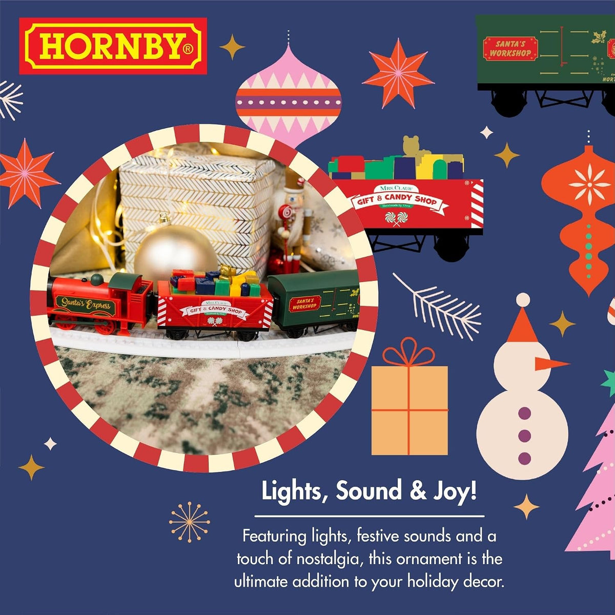 Hornby R9363M Santa's Express Christmas Train Set - Analogue OO Gauge 1:76 Scale Model Railway, Steam Trains Gift for Men, Women & Kids - Rechargeable, Tree Decoration, Electric Locomotives for Adults