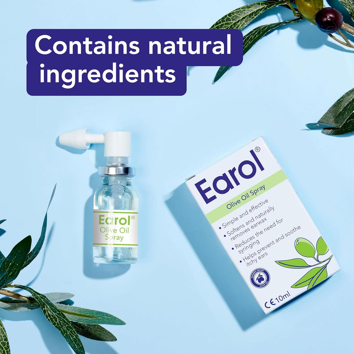 Earol Olive Oil Ear Wax Removal Spray, Clinically Proven, 10ml (Pack of 2)