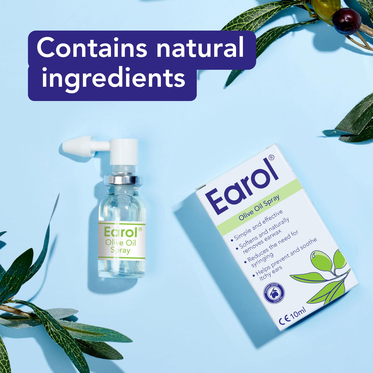 Earol Olive Oil Ear Wax Removal Spray, Clinically Proven, 10ml (Pack of 2)