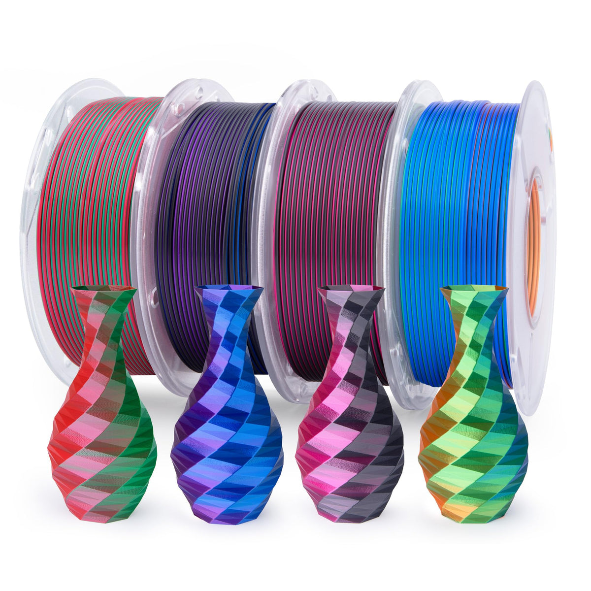 ELEGOO Silk PLA Filament 1.75mm Blue Purple 1KG, Shiny Dual Colours 3D Filament Dimensional Accuracy +/- 0.05mm, 1kg Spool(2.2lbs) Fits for Most FDM 3D Printers