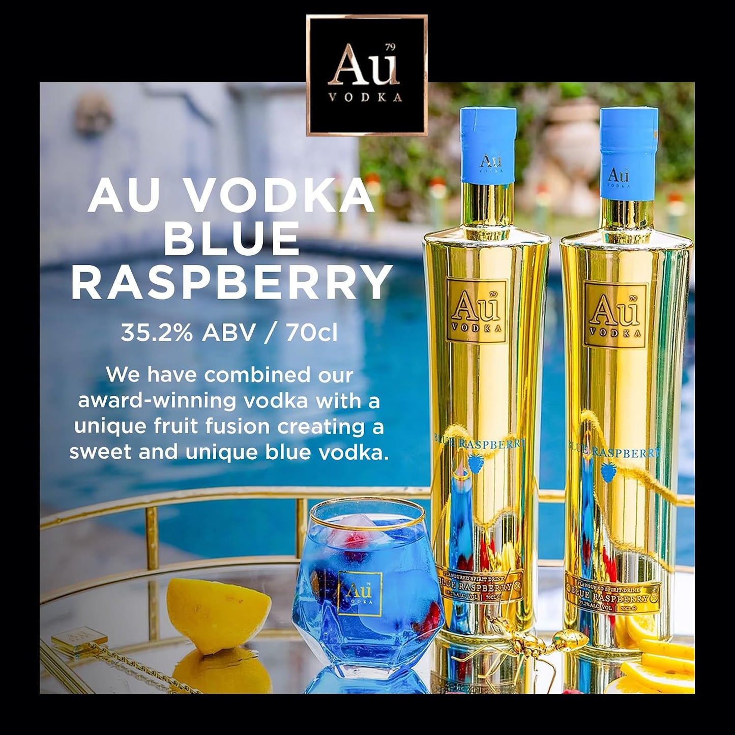 Au Vodka Gift Set - Blue Raspberry Flavoured Vodka 5cl Miniature & Candle - Official Licensed - Birthday Gifts for Men and Women - Handcrafted In The UK, Alcohol Gift Set, Fathers Day