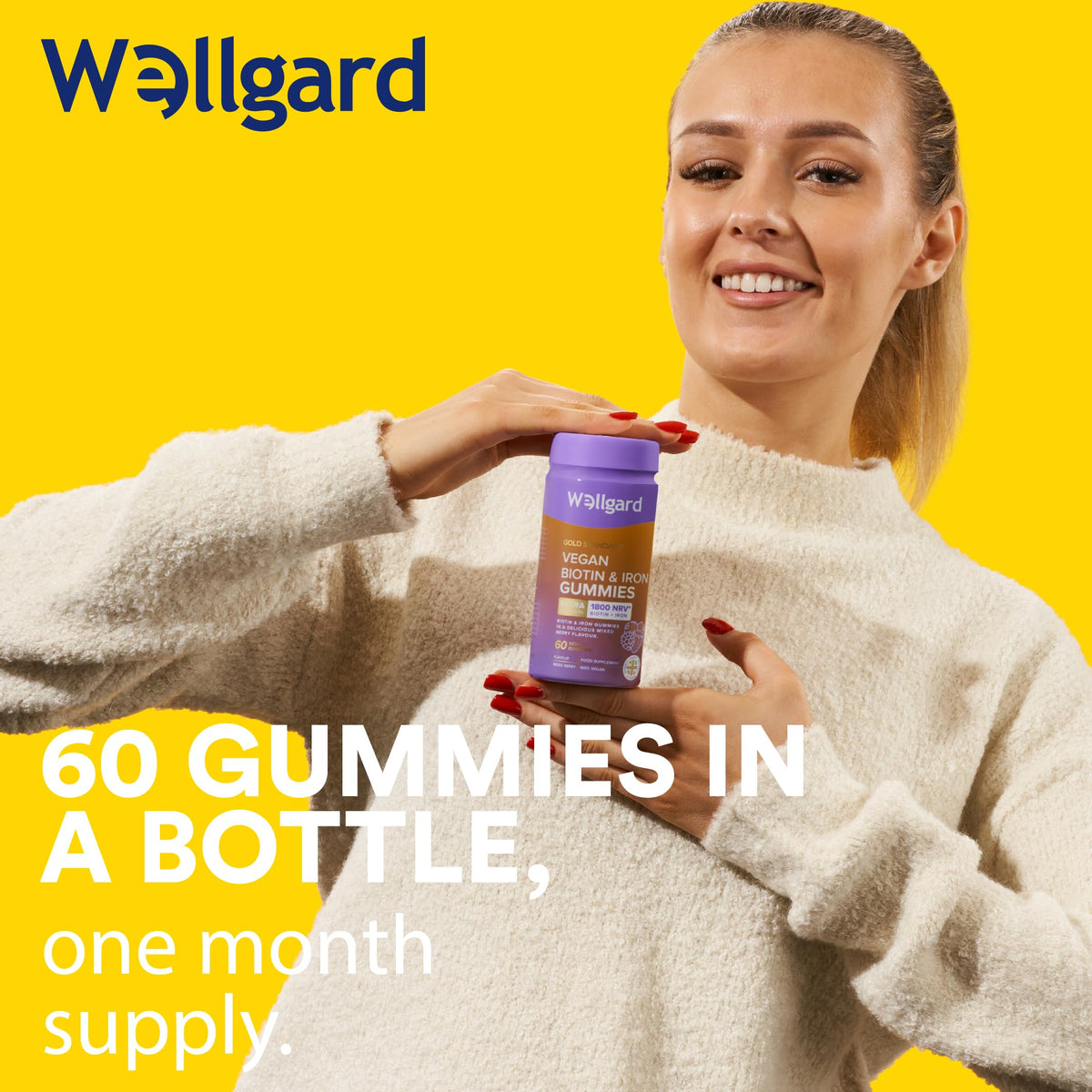 Wellgard Kids Calcium & D3 Gummies - 2 Month Supply - Vegan Chewable Calcium and Vitamin D3 Gummies, Mixed Berry Flavour