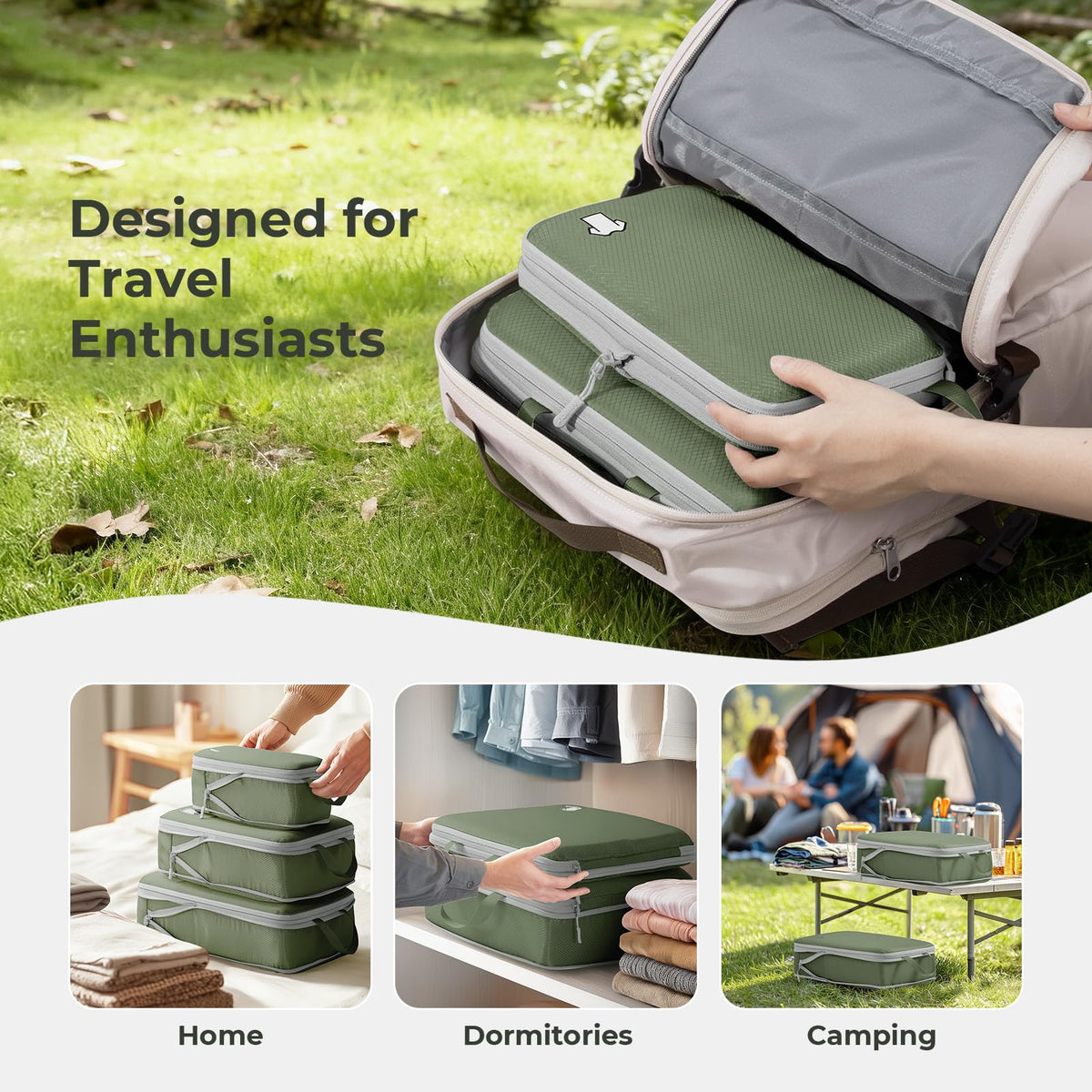 Samfolk Compression Packing Cubes for Suitcases Packing Cubes Compression Set Waterproof Suitcase Organiser Bags for Travel Suitcase Luggage Packing Organizer Bags Travel Essentials Black 8 Set