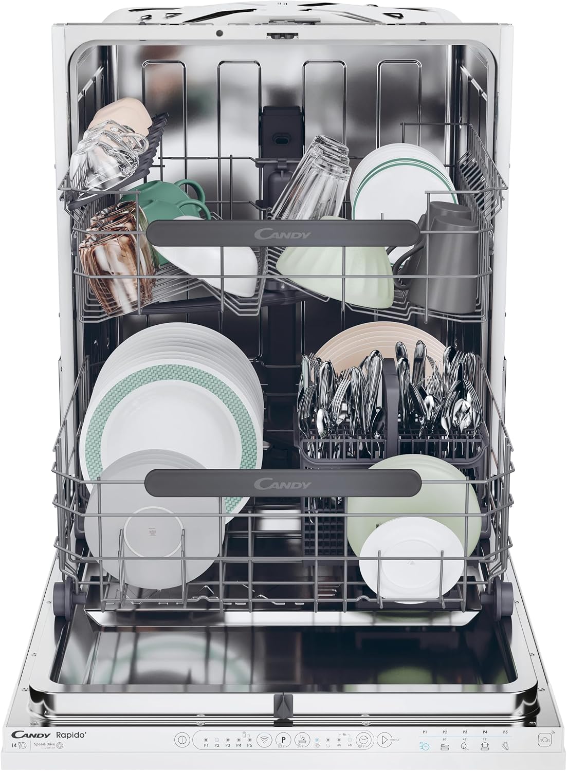 Candy Integrated Slimline Dishwasher, 9 Place Settings, E Class