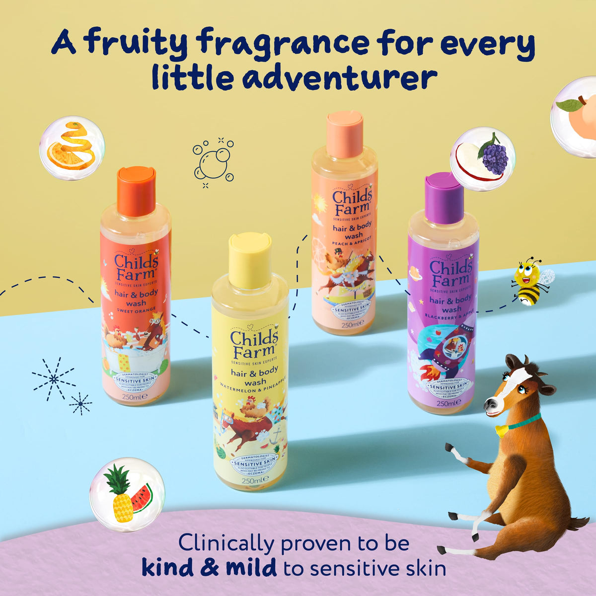 Childs Farm Kids Hair & Body Wash, Sweet Orange | Tear-free, Gently Cleanses | Suitable for Dry, Sensitive Skin, 250ml