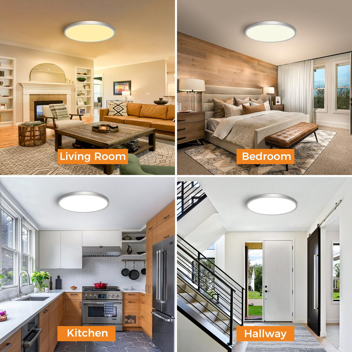 slochi Bathroom Light, 3000K/4000K/6500K 3 Color Temperature, Waterproof, Round, Modern, Flush Ceiling Light for Bathroom, Kitchen, Bedroom, Hallway and MoreØ18CM(Gold)