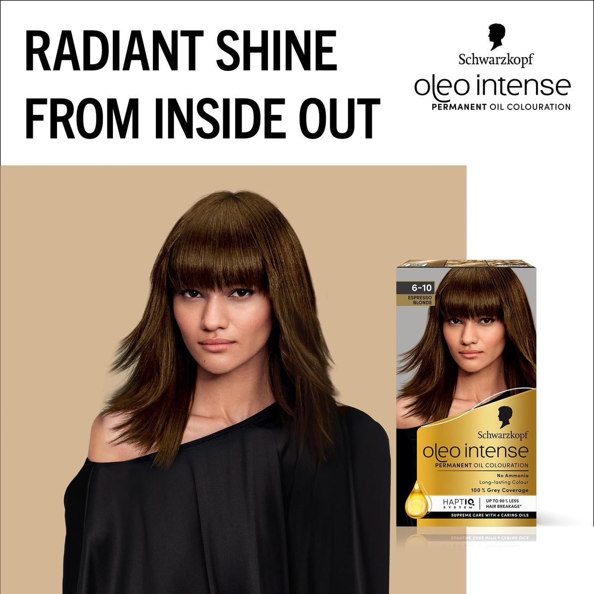Schwarzkopf Oleo Intense Permanent Hair Colour 4-60 Gold Brown | Ammonia Free Oil Hair Dye | 100% Grey Coverage | Long-Lasting Rich Colour | With HaptIQ System & Caring Oil Mask (Pack of 2)