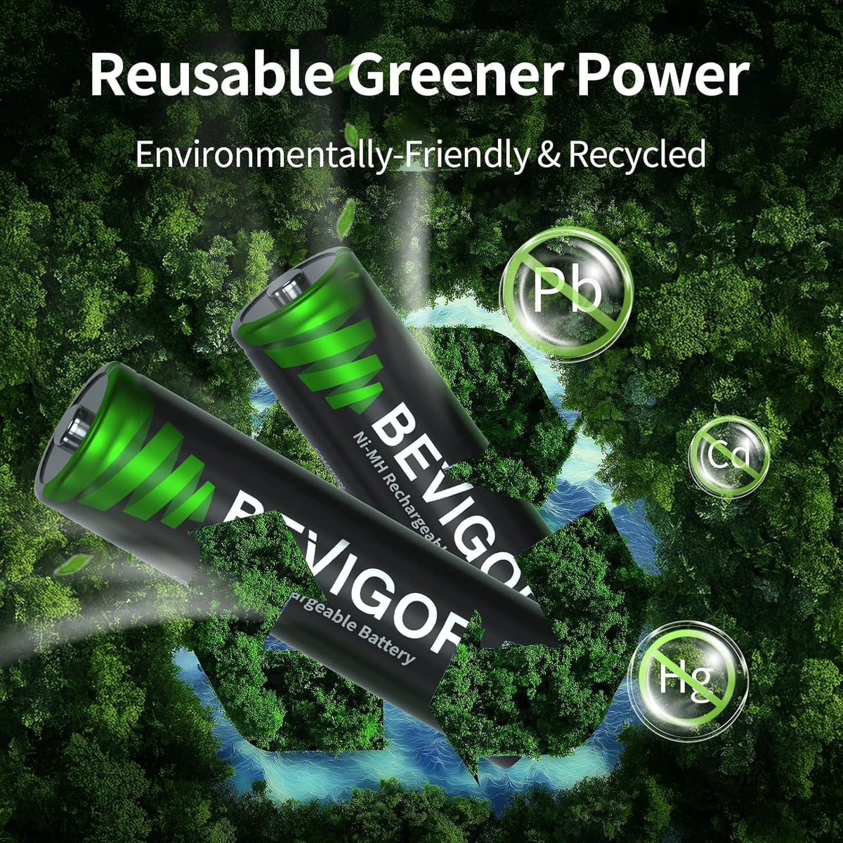 BEVIGOR AA Rechargeable Batteries 8 Pack, 1500 Cycles 2800mAh 1.2V High Capacity AA Ni-MH Rechargeable Batteries, Precharged