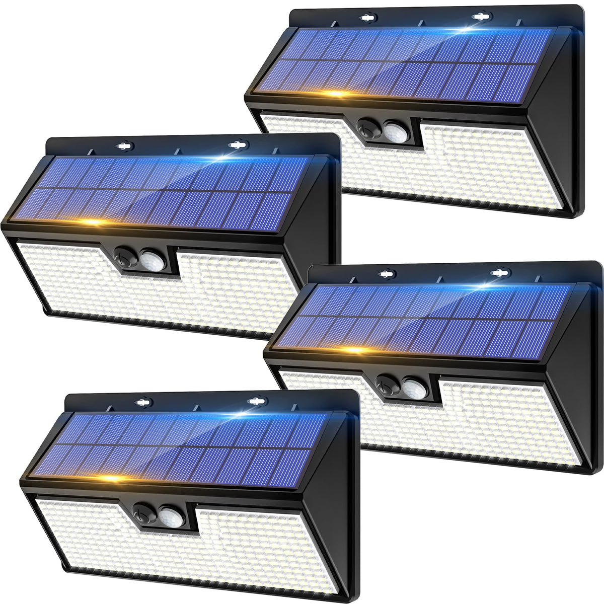 vighep Solar Security Lights Outdoor Motion Sensor, White 318LED Led Solar Powered Light with 3 Lighting Modes, IP65 Waterproof Wireless Pir Wall Light for Outside Garden Fence Yard-Warm White