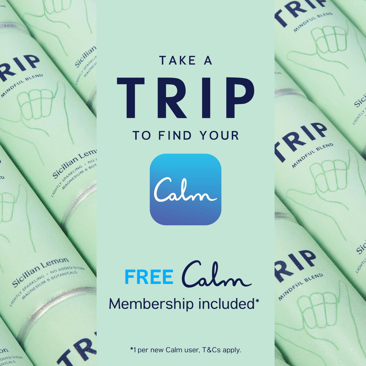 TRIP Cucumber Mint Sparkling drink with 120MG calming Magnesium + Lion’s Mane + Chamomile + Lemon Balm. Low Calorie and Vegan (Pack of 12 x 250ml) - Packaging Might Vary