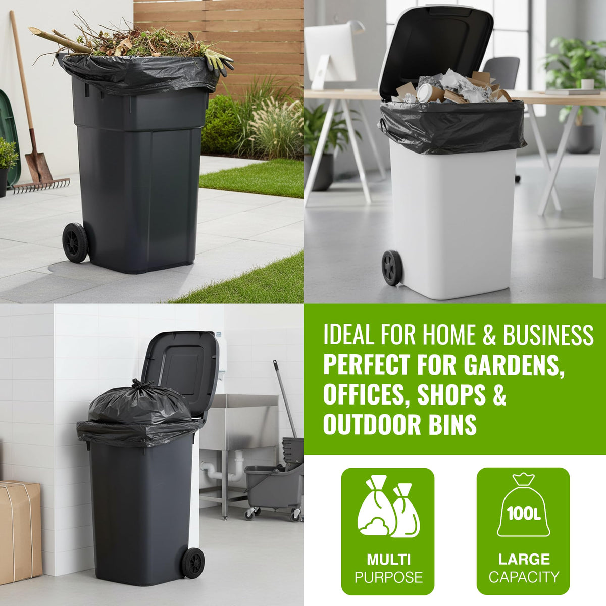 EcoBag Refuse Sacks, Recyclable & Leak Resistant, 100L Everyday (30µm)