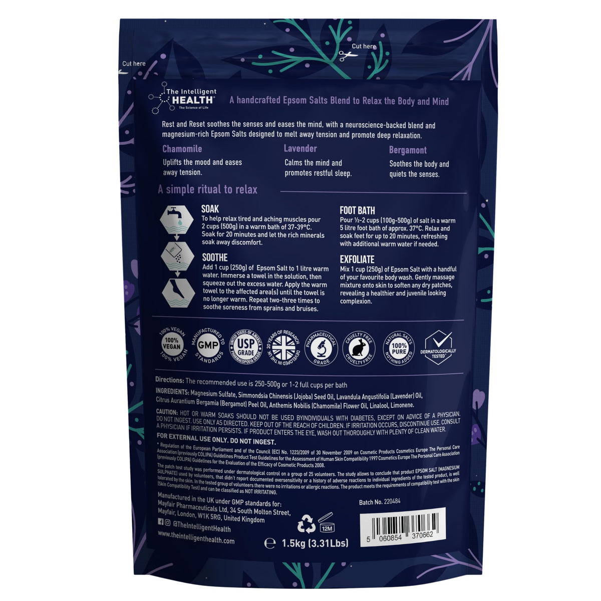 Magnesium Sulphate Bath Salts Soak, Muscle Magnesium Epsom Salts, 1kg