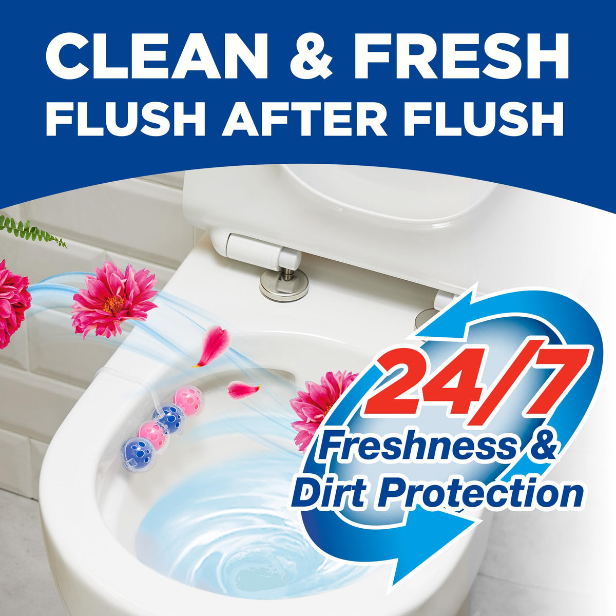 Bloo Power Active Toilet Rim Block & Freshener, Fresh Flowers, Pack of 1