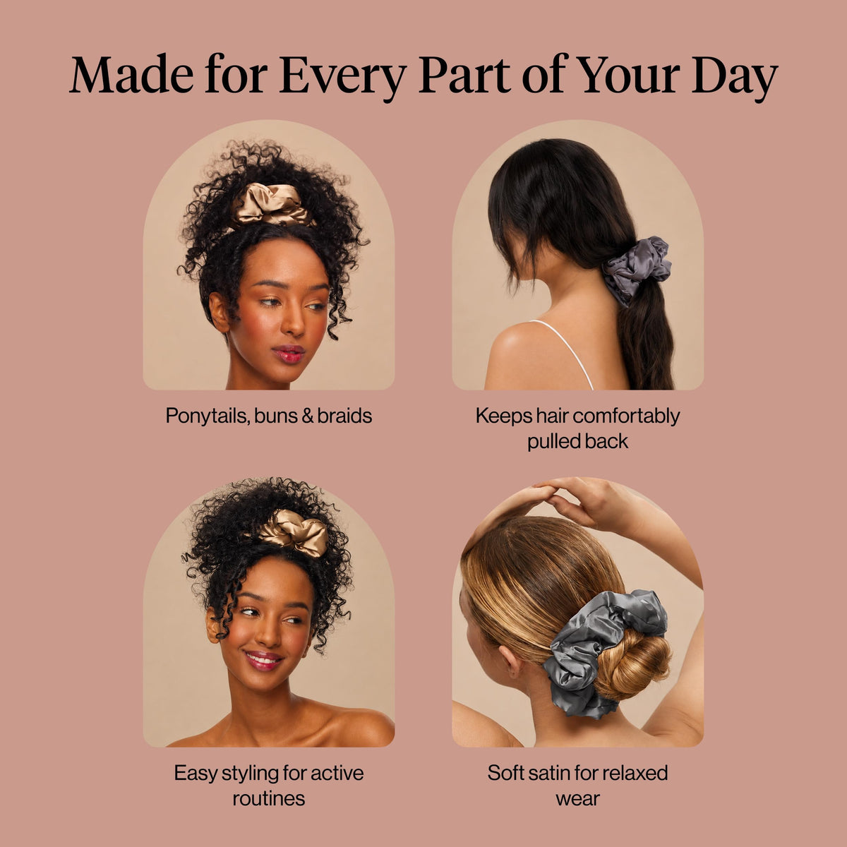 Kitsch Satin Scrunchies for Women 3pcs - Garden Bouquet