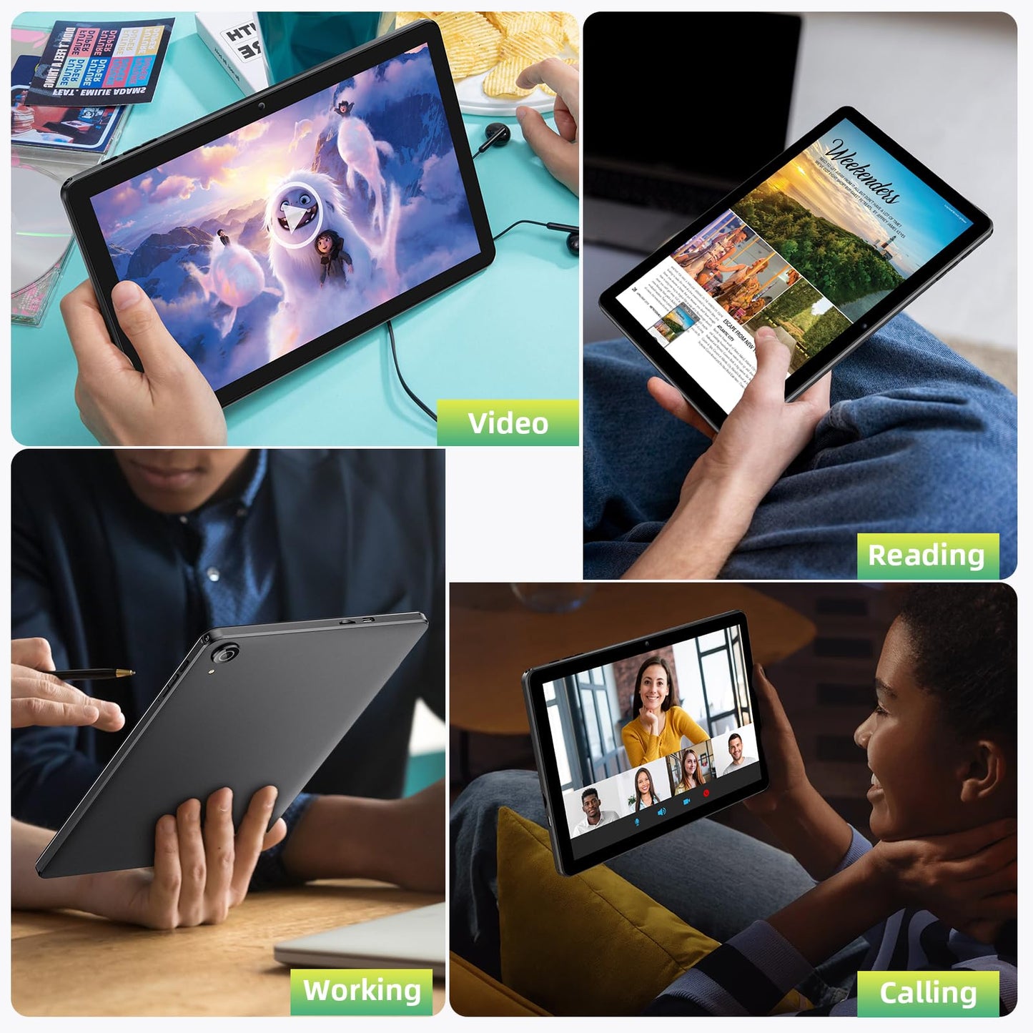 Tablet 10 Inch, Android 15 Tablets with Case, Mouse & Keyboard, Octa-Core, 24GB RAM+128GB ROM+1TB Expand, 1280 x 800 HD IPS Display, Dual Camera, 6000mAh, WiFi 6, BT 5.0, Widevine L1, GPS (Gray)