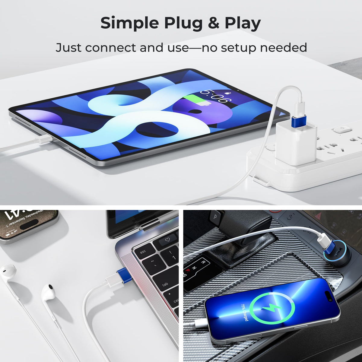 BASESAILOR USB to USB C Adapter,USBC Female to USB A Male Adapter 3Pack