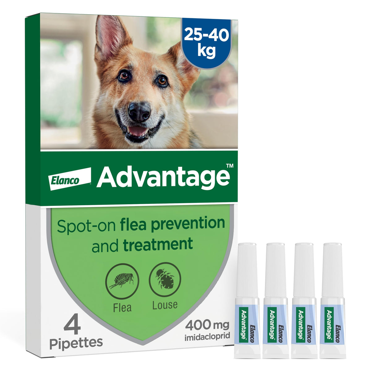 Advantage Spot On Flea Treatment For Large Cats and Rabbits Over 4kg (4 pipettes, 80mg), Kills Fleas Within 24 Hours, Prevents Further Infestation For Up To Four Weeks in Cats