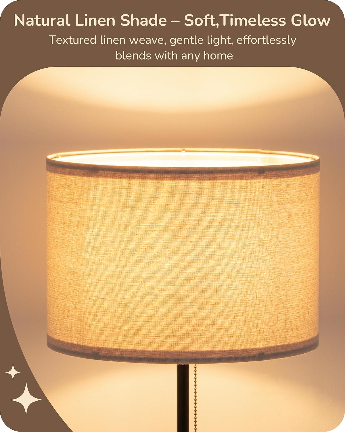 EDISHINE 57'' Modern Floor Lamp with Linen Shade, 2700K LED Bulb Included