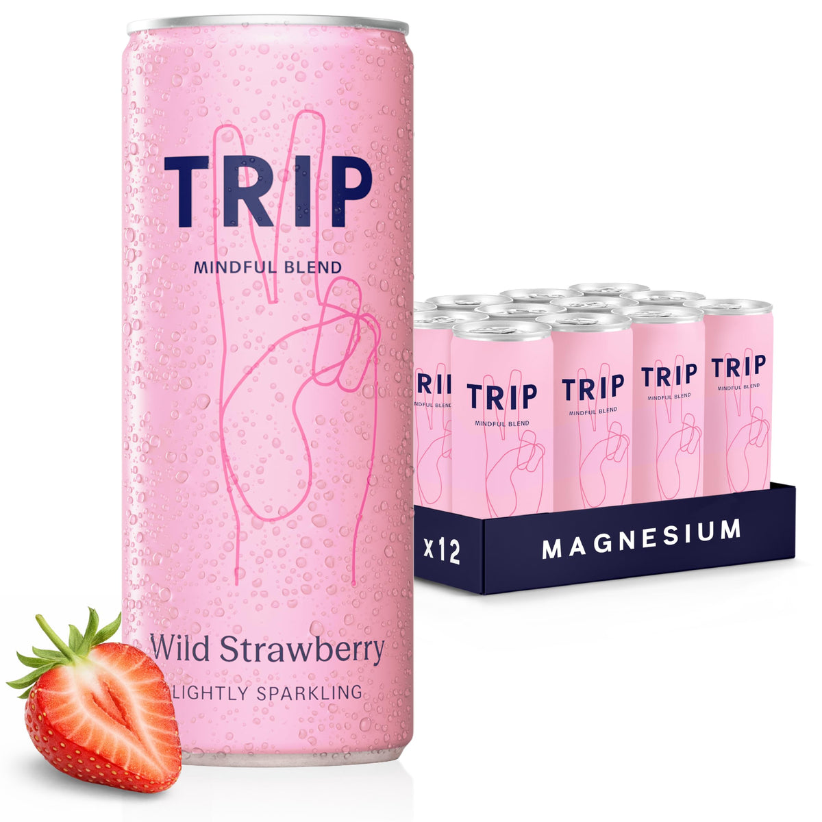 TRIP Cucumber Mint Sparkling drink with 120MG calming Magnesium + Lion’s Mane + Chamomile + Lemon Balm. Low Calorie and Vegan (Pack of 12 x 250ml) - Packaging Might Vary