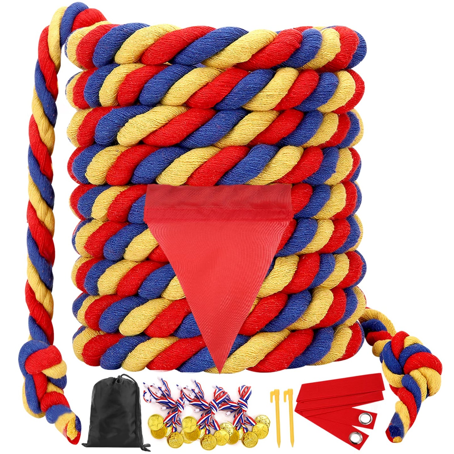 Tug of War Rope 20FT for Kids and Adults, Outdoor Field Day Lawn Yard Family Reunion Birthday Party Games, Outside Backyard Camping Picnic Game,Carnival Games Fun for Team Building Activities