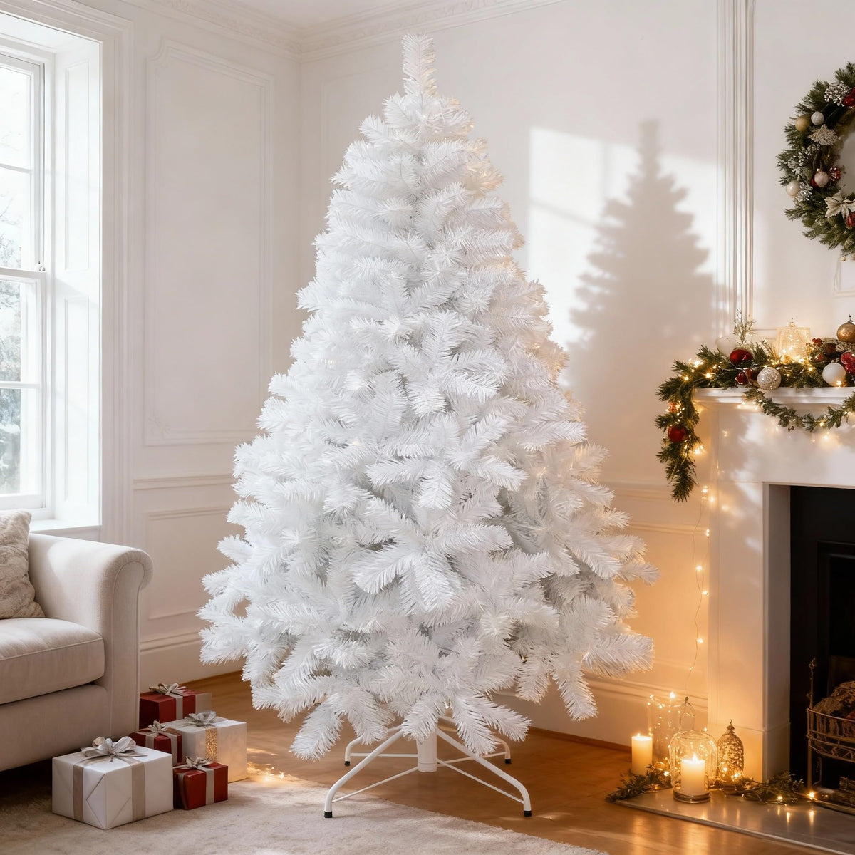 SHATCHI 6ft/1.8m Alaskan Pine Green Artificial Christmas Tree Bushy 550 Tips Xmas Home Decorationations Decorations