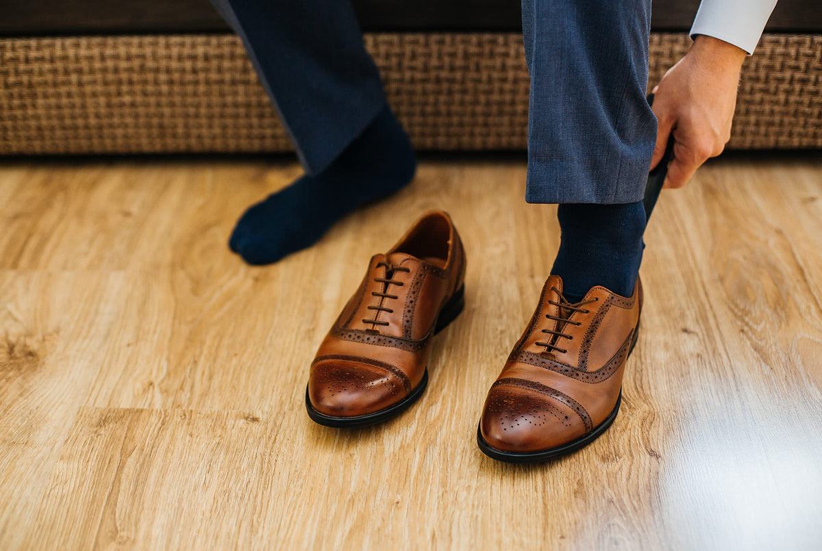 ZAKIRA Combed Cotton Dress Socks, Crew Socks
