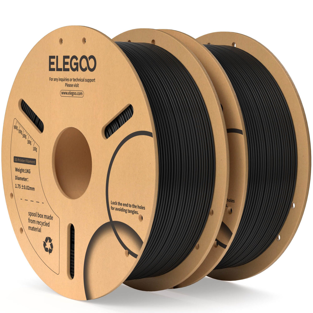 ELEGOO PLA Filament 1.75mm Black 1KG, 3D Filament Dimensional Accuracy +/- 0.02mm, 1kg Cardboard Spool(2.2lbs) 3D Printing Filament Fits for Most FDM 3D Printers