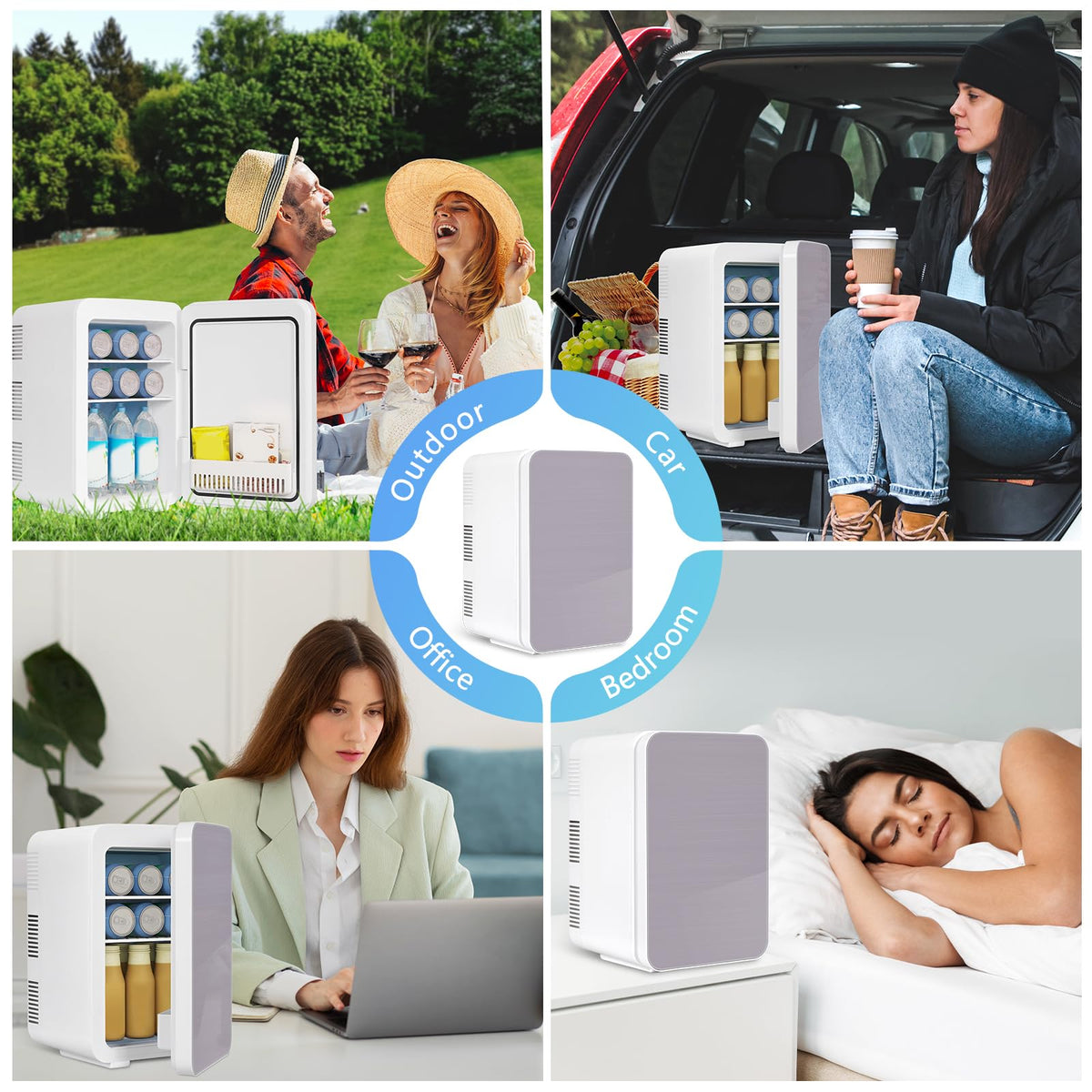 ARTETHYS Mini Fridge for Bedrooms, 10L Small Portable Car Fridges