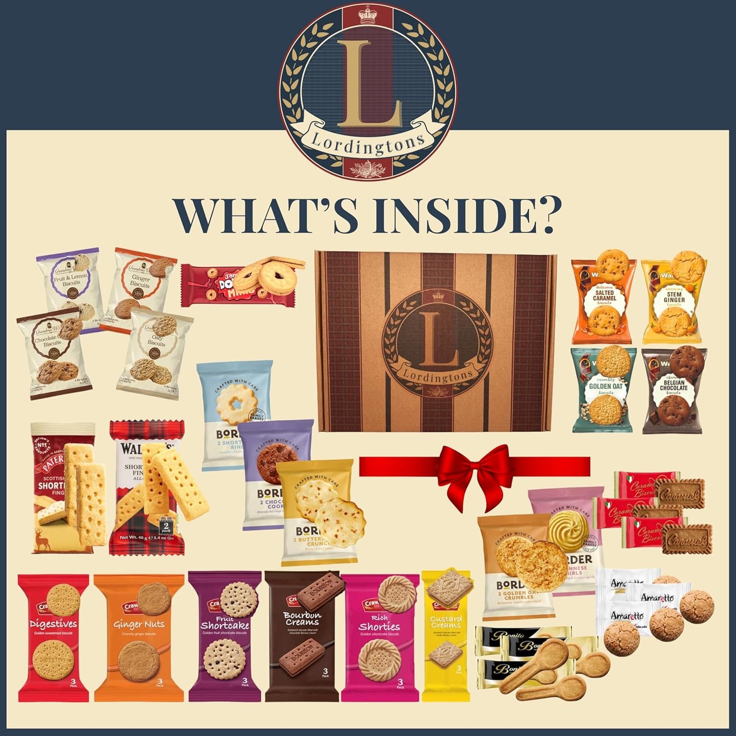 Biscuits Gift Set Hamper Bundle Contains 30 Packs of Individually Wrapped Biscuits Multipacks. Lordingtons Gift Hamper Includes a Variety of Loved Treats