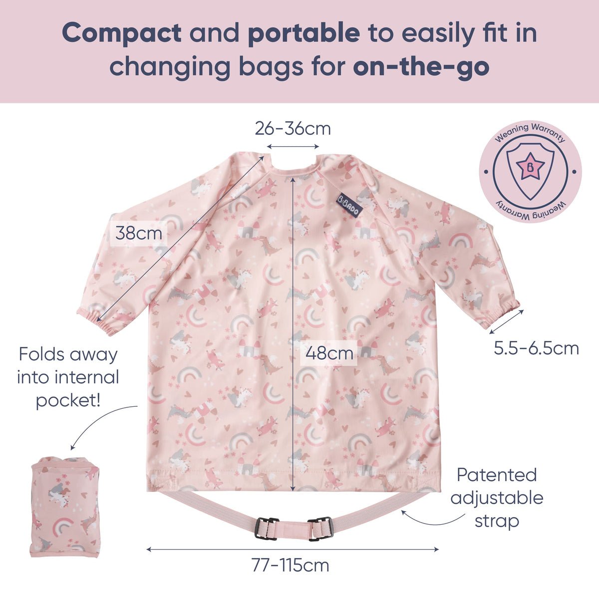 BIBaDO Long Sleeve Baby Bibs - Coverall Weaning Bib with Highchair Strap