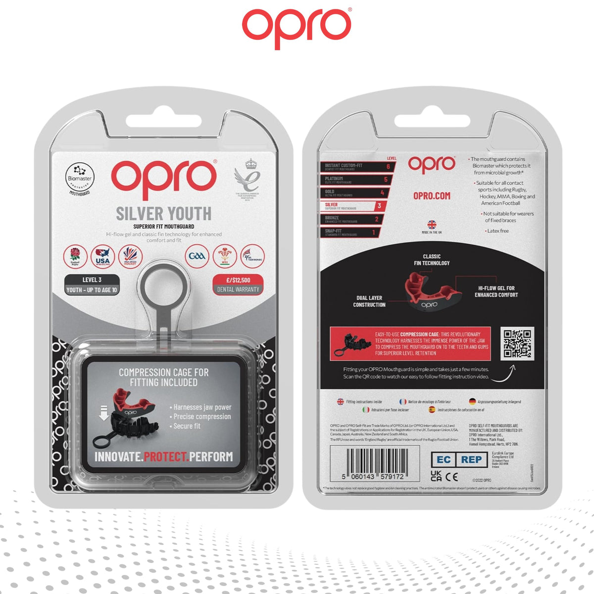 OPRO Silver Level Mouthguard Essential Fit – Gum Shield Adult and Kids – OPRO Mouth Guard Boxing and MMA, Easy Self-Fit Gum Shield Rugby and Hockey – Superior Protection with Dental Warranty