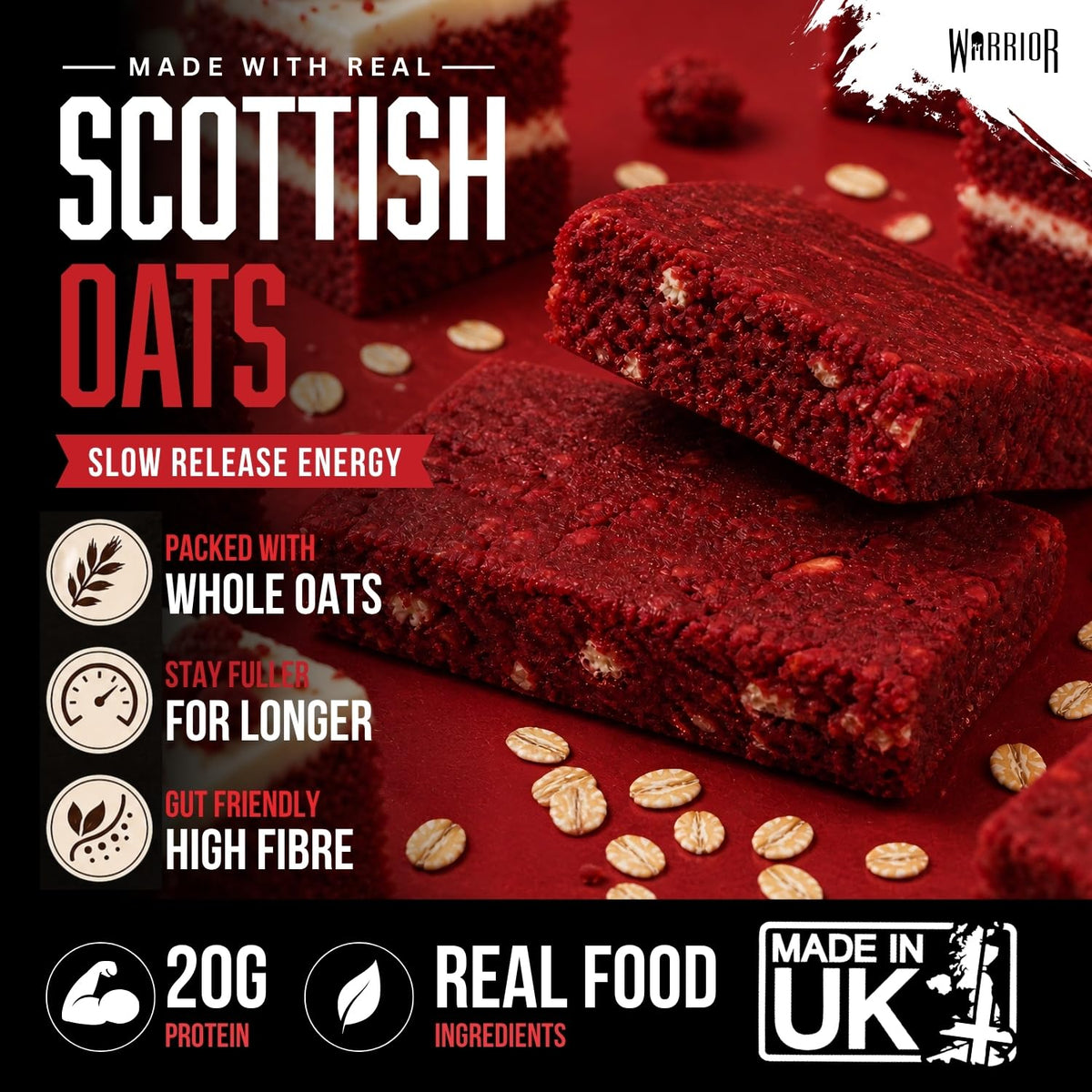 Warrior RAW Protein Bars 12 x 75g High Protein Oat Flapjack Snack