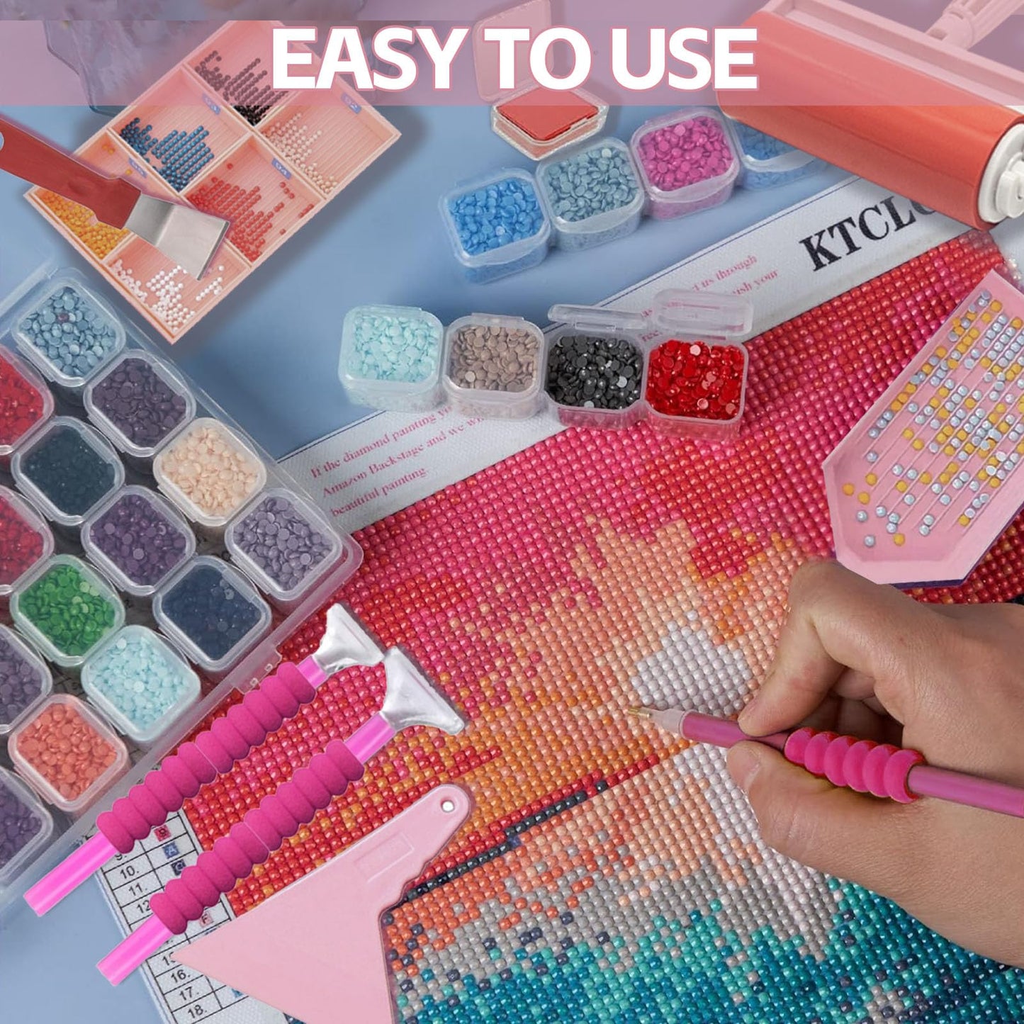 DNSGOOR 189Pcs All Inclusive Diamond Art Accessories Kit Diamond Painting A4 LED Light Pad Set with Diamond Art Sealer Glue Stand Storage Case Pens 5D Painting Tools for DIY Drill Craft