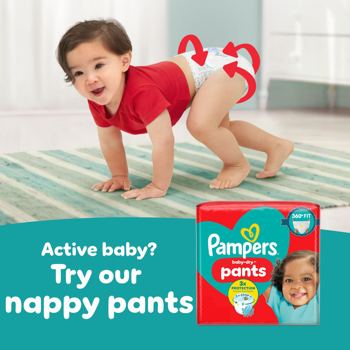 Pampers Baby-Dry Nappies, Size 6 Giant, 164 Count