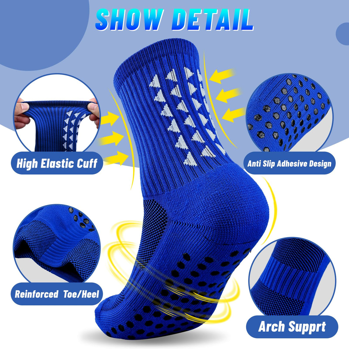 3 Pairs Breathable Kids Grip Socks, Sweat-Absorbent Boys Socks, Grip Socks Football Kids for Running Hockey Football