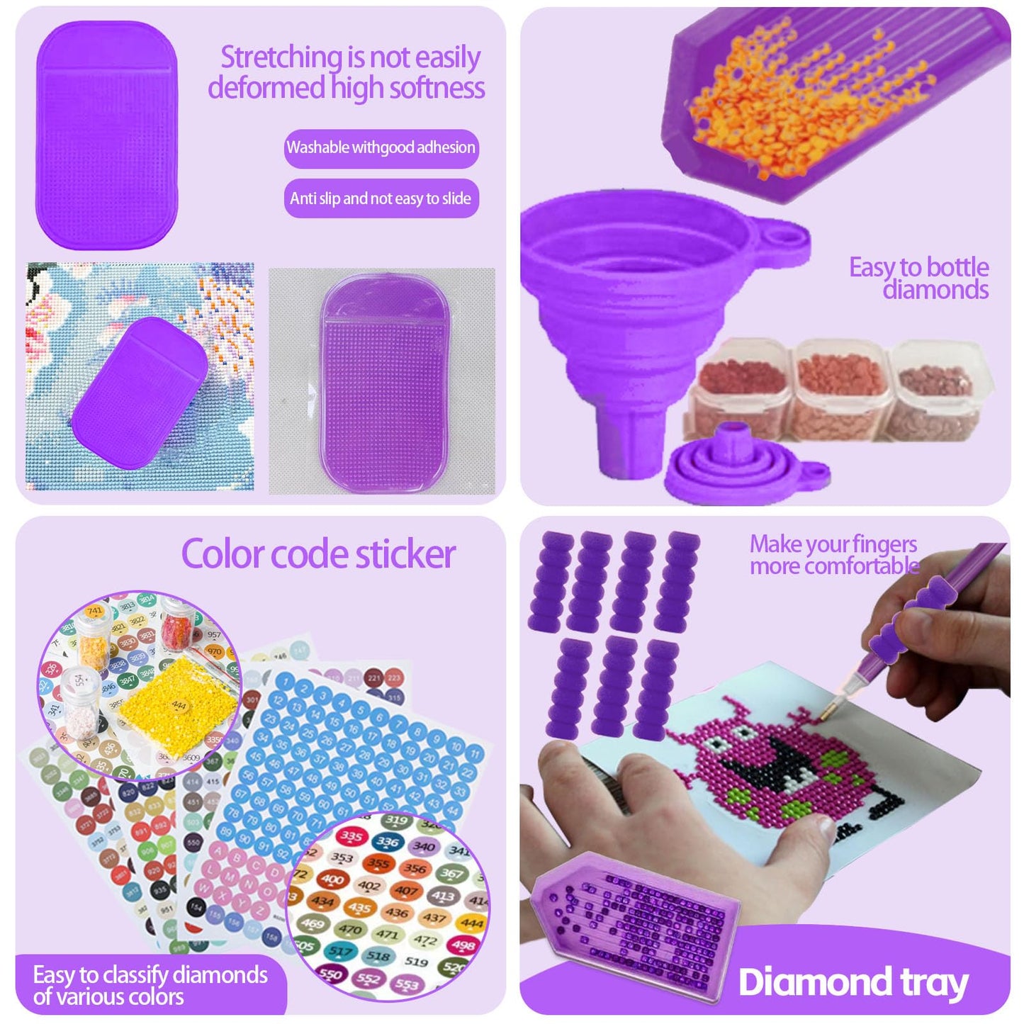 DNSGOOR 189Pcs All Inclusive Diamond Art Accessories Kit Diamond Painting A4 LED Light Pad Set with Diamond Art Sealer Glue Stand Storage Case Pens 5D Painting Tools for DIY Drill Craft