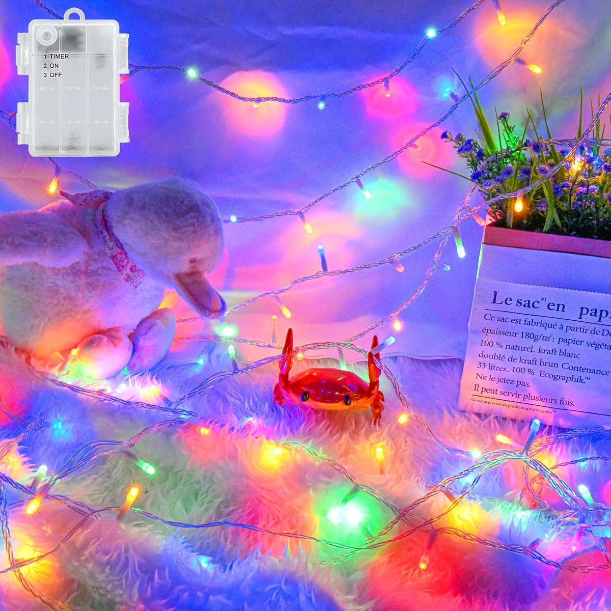 cshare Battery Fairy Lights, 2M 20 LED Fairy Lights Battery Operated with Timer, IP65 Waterproof String Lights for Jar Garden Camping Christmas Indoor Outdoor Decorations, Warm White