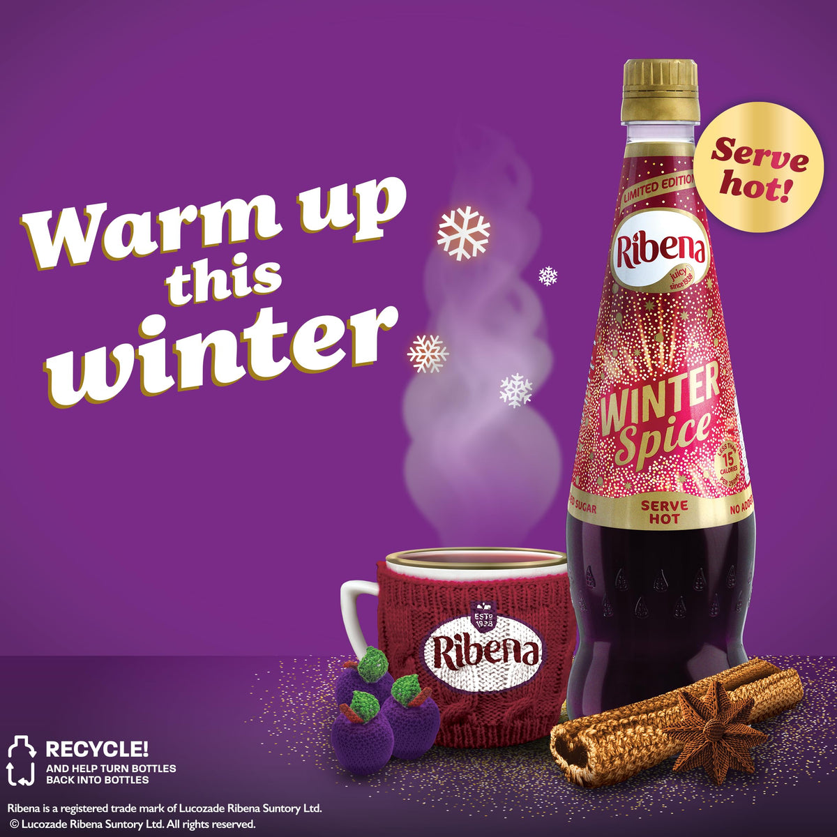 Ribena Blackcurrant Squash 1.5L – Real British Blackcurrants | Rich in Vitamin C | No Artificial Colours or Flavours | 100% Recycled Plastic Bottle